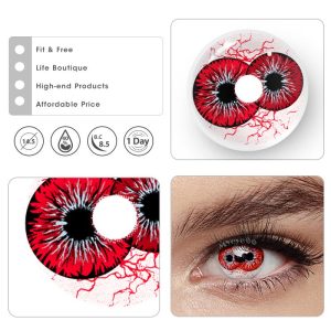 Eyemi Twin Hex Red Prescription Cosplay Colored Contact Lenses