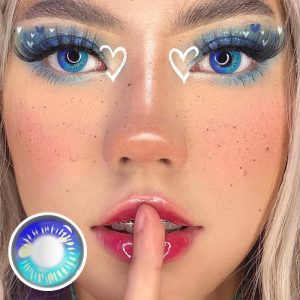 Eyemi Anime Tear Blue Prescription Cosplay Colored Contact Lenses