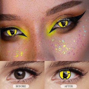 Eyemi Yellow Cat Prescription Cosplay Colored Contact Lenses