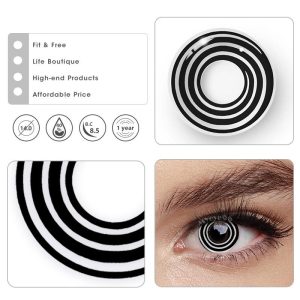 Eyemi Black White Spiral Prescription Cosplay Colored Contact Lenses