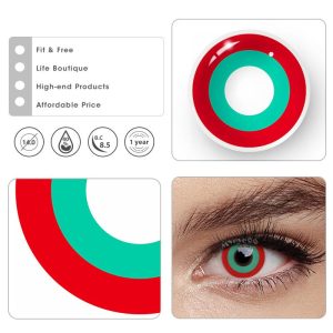 Eyemi Block Red & Green Prescription Cosplay Colored Contact Lenses