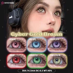 Eyemi Cyber Gold Brown Prescription Cosplay Colored Contact Lenses