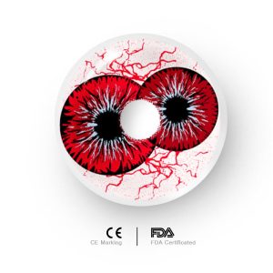 Eyemi Twin Hex Red Prescription Cosplay Colored Contact Lenses