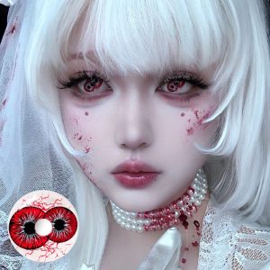 Eyemi Twin Hex Red Prescription Cosplay Colored Contact Lenses