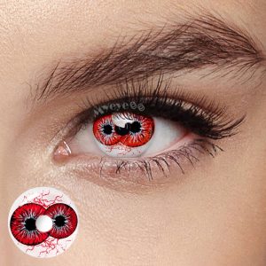 Eyemi Twin Hex Red Prescription Cosplay Colored Contact Lenses