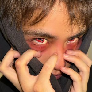 Eyemi Twin Hex Red Prescription Cosplay Colored Contact Lenses