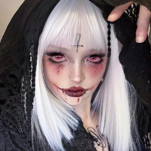 Eyemi Twin Hex Red Prescription Cosplay Colored Contact Lenses