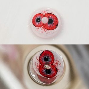 Eyemi Twin Hex Red Prescription Cosplay Colored Contact Lenses