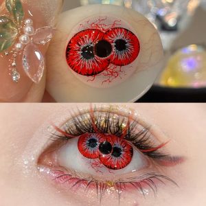 Eyemi Twin Hex Red Prescription Cosplay Colored Contact Lenses