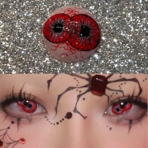 Eyemi Twin Hex Red Prescription Cosplay Colored Contact Lenses