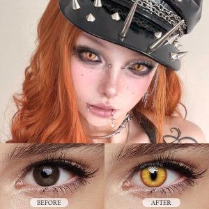 Eyemi Dragon Eye Gold Brown Prescrition Cosplay Colored Contact Lenses丨1 Day