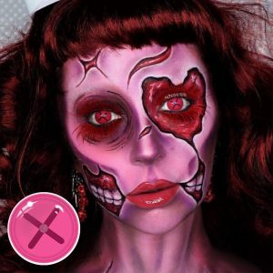 Eyemi Blind Button Eye Pink Cosplay Colored Contact Lenses