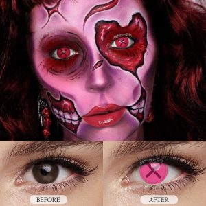 Eyemi Blind Button Eye Pink Cosplay Colored Contact Lenses