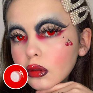 Eyemi Vampire Red Block Prescription Cosplay Colored Contact Lenses