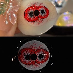 Eyemi Twin Hex Red Prescription Cosplay Colored Contact Lenses