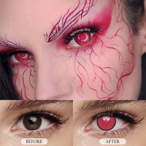 Coloredeye Blind Red Manson Mesh Cosplay Colored Contact Lenses