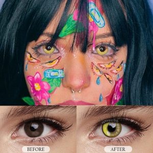 Eyemi Anime Yellow Prescription Cosplay Colored Contact Lenses