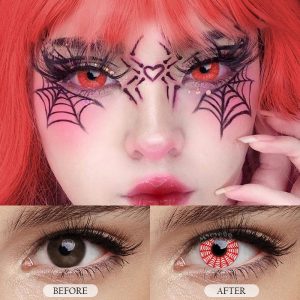 Eyemi Spider Web Red Prescription Cosplay Colored Contact Lenses