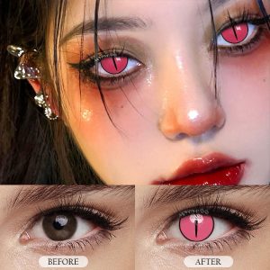 Eyemi Blind Kamado Nezuko Rose Cosplay Colored Contact Lenses