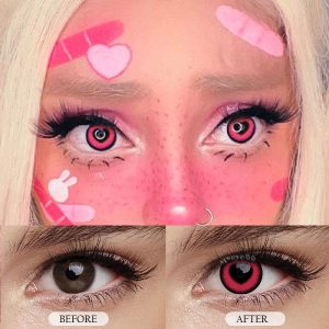 Eyemi Pink Eyes Prescription Cosplay Colored Contact Lenses