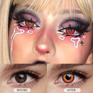 Eyemi Sunflower Red Brown Prescription Cosplay Colored Contact Lenses