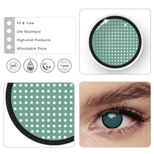 Eyemi Blind Dark Green Manson Mesh Prescription Cosplay Colored Contact Lenses