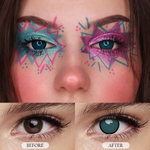 Eyemi Blind Dark Green Manson Mesh Prescription Cosplay Colored Contact Lenses