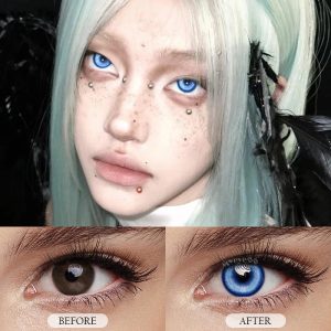 Eyemi Cyber Dark Blue Prescription Cosplay Colored Contact Lenses | 1 Year