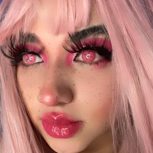 Eyemi Blind Button Eye Pink Cosplay Colored Contact Lenses