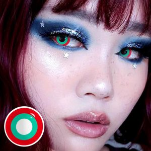 Eyemi Block Red & Green Prescription Cosplay Colored Contact Lenses