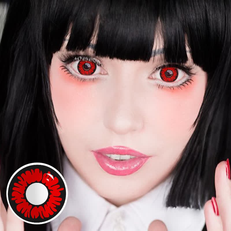 Eyemi Peony Red Prescription Cosplay Colored Contact Lenses
