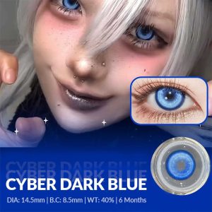 Eyemi Cyber Dark Blue Prescription Cosplay Colored Contact Lenses | 1 Year