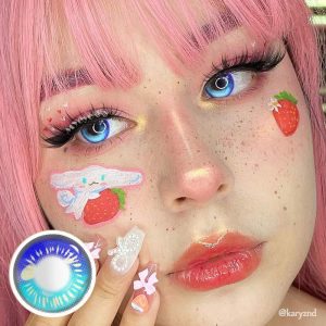 Eyemi Anime Tear Blue Prescription Cosplay Colored Contact Lenses