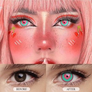 Eyemi Blind Minecraft Green Pink Prescription Cosplay Colored Contact Lenses