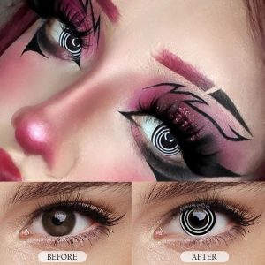 Eyemi Black White Spiral Prescription Cosplay Colored Contact Lenses