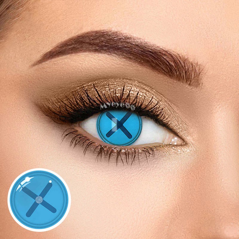 Eyemi Blind Button Eye Blue Cosplay Colored Contact Lenses
