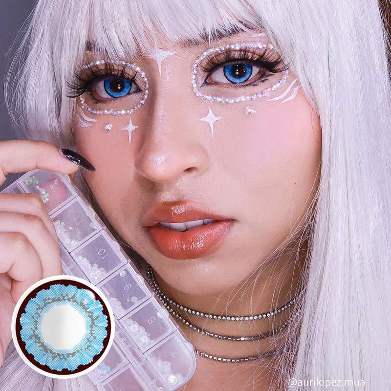 Eyemi Sunflower Blue Prescription Cosplay Colored Contact Lenses