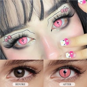 Eyemi Blind Kamado Nezuko Ghost Prescription Cosplay Colored Contact Lenses