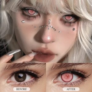 Eyemi Kaname Madoka Pink Prescription Cosplay Colored Contact Lenses