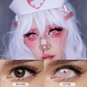 Eyemi Blind Cloud Rim Pink Prescription Cosplay Colored Contact Lenses