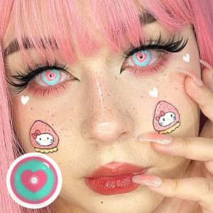 Eyemi Blind Minecraft Green Pink Prescription Cosplay Colored Contact Lenses