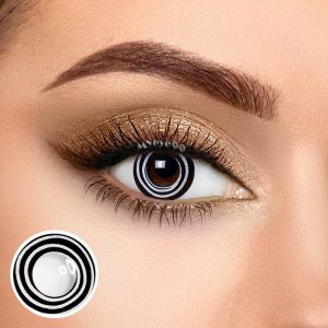 Eyemi Black White Spiral Prescription Cosplay Colored Contact Lenses