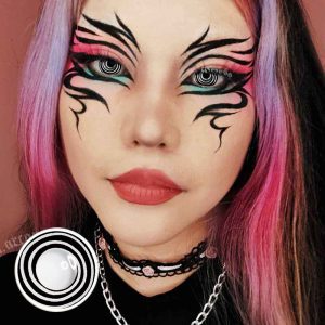 Eyemi Black White Spiral Prescription Cosplay Colored Contact Lenses
