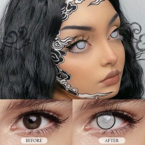 Coloredeye Blind White Manson Mesh Prescription Cosplay Colored Contact Lenses