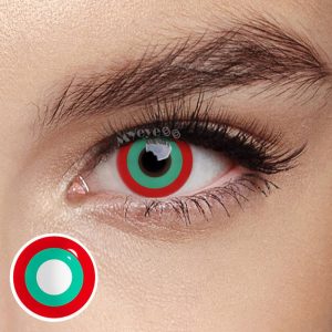 Eyemi Block Red & Green Prescription Cosplay Colored Contact Lenses