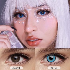 Eyemi Sunflower Blue Prescription Cosplay Colored Contact Lenses