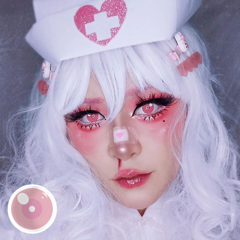 Coloredeye Blind Cloud Rim Pink Prescription Cosplay Colored Contact Lenses