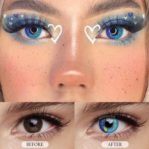 Eyemi Anime Tear Blue Prescription Cosplay Colored Contact Lenses
