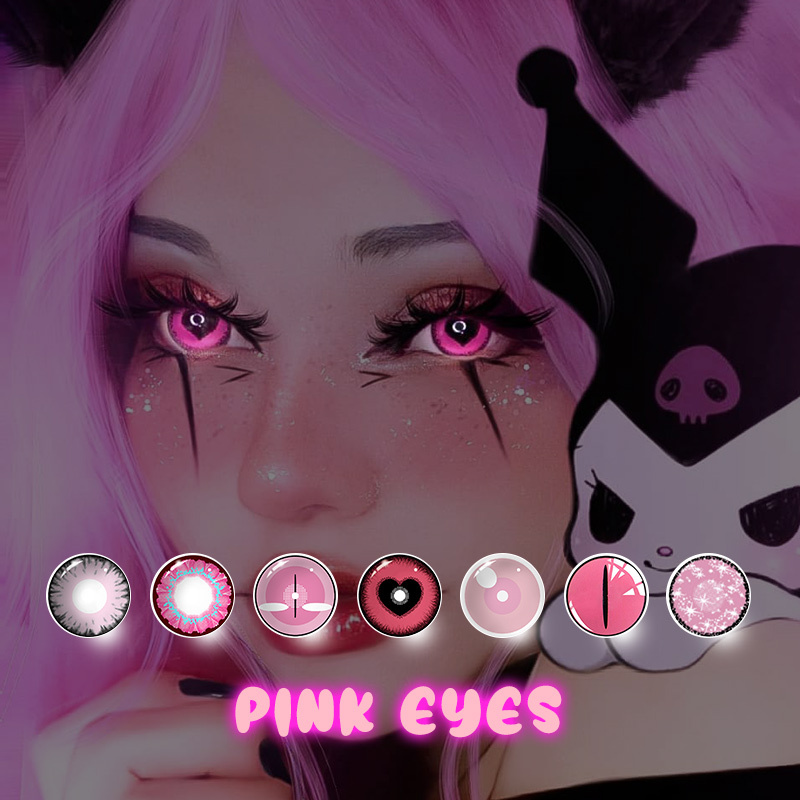 Eyemi Pink Eyes Prescription Cosplay Colored Contact Lenses