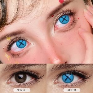 Eyemi Blind Button Eye Blue Cosplay Colored Contact Lenses